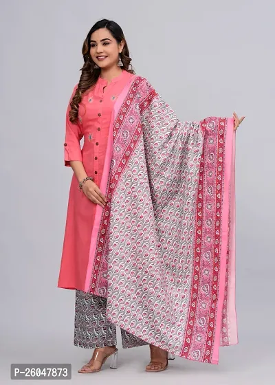 MAUKA - Pink Straight Rayon Women's Stitched Salwar Suit Dupatta Set (pack of 1)