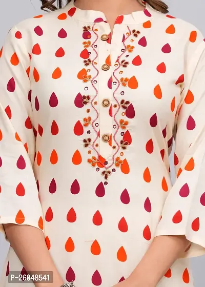 MAUKA - Cream Straight Rayon Women's Stitched Salwar Suit Dupatta Set (pack of 1)-thumb3