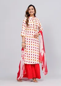 MAUKA - Cream Straight Rayon Women's Stitched Salwar Suit Dupatta Set (pack of 1)-thumb4