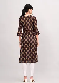 Classic Rayon  Brown Embroidered Women's Straight kurti pack of 1-thumb3