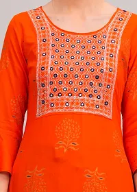 MAUKA - Orange Rayon Embroridered Women's Straight kurti(pack of 1)-thumb4