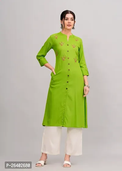 MAUKA - Green Rayon Embroidered Women's Stitched Salwar Suit (pack of 1)