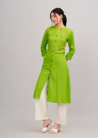 MAUKA - Green Rayon Embroidered Women's Stitched Salwar Suit (pack of 1)-thumb1