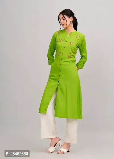 MAUKA - Green Rayon Embroidered Women's Stitched Salwar Suit (pack of 1)-thumb2