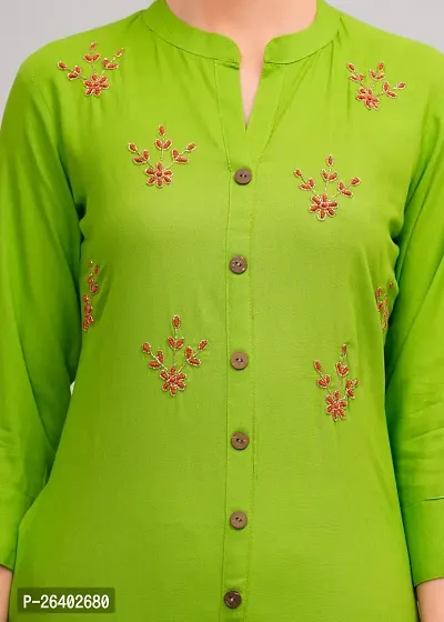 MAUKA - Green Rayon Embroidered Women's Stitched Salwar Suit (pack of 1)-thumb3