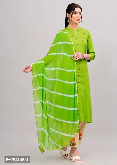 MAUKA-Green Rayon Embroidered Women's Stitched Dupatta Set(pack of 1)