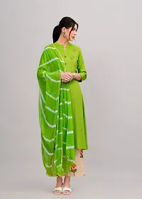 MAUKA-Green Rayon Embroidered Women's Stitched Dupatta Set(pack of 1)-thumb1