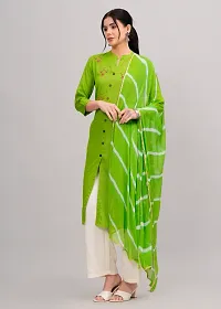 MAUKA-Green Rayon Embroidered Women's Stitched Dupatta Set(pack of 1)-thumb1