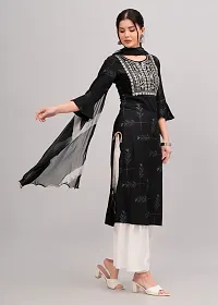 Classic Rayon Black Embroidered Women's Stitched Dupatta Set pack of 1-thumb2