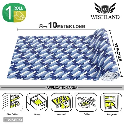 Kitchen Shelf Liner for Cabinet, Kitchen Shelves and Drawer Fire Resistant, Waterproof, Dustproof and Washable (18 Inches X 10 Meter, Blue)