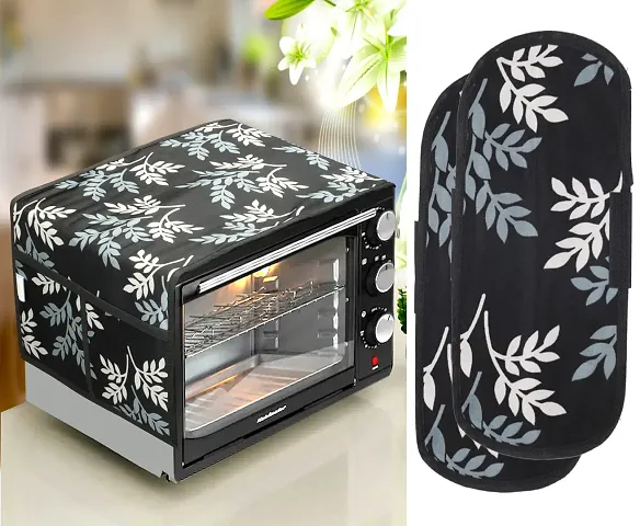 Combo Pack Of 1 Microwave Oven, Toaster, And Griller Top Cover With 4 Pockets + 2 Fridge Handle Cover