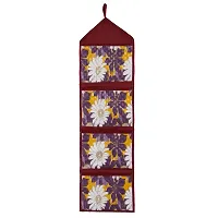 WISHLAND? Multipurpose Wall Hanging Organizer with 4 Utility Pockets (Set of 1, Purple)-thumb1