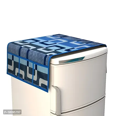 Stylish Polyester Fridge Top Cover with 6 Utility Pockets And Fridge Handle Cover- 3 Pieces-thumb3