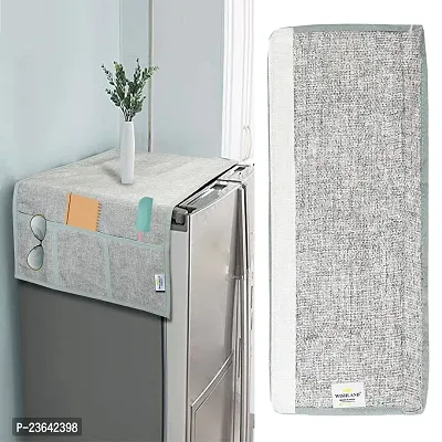 Combo Pack of Fridge Top Cover with 6 Utility Pockets and Fridge Handle Cover(Size : 46X22  14X6 Inches, Set of 2 Pc)