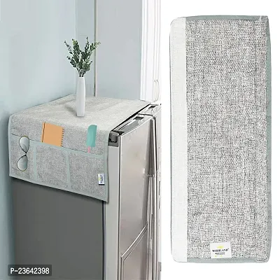 Combo Pack of Fridge Top Cover with 6 Utility Pockets and Fridge Handle Cover(Size : 46X22  14X6 Inches, Set of 2 Pc)-thumb0