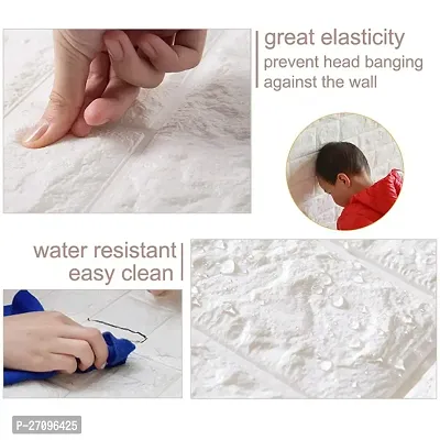 Wishlandreg; Self-Adhesive Waterproof 5mm PE Foam 3D Wall Panels Wallpaper Sticker for Bathroom, Living Room, and Home Decoration (77 X 70 cm, Pack Of 4, White)-thumb3