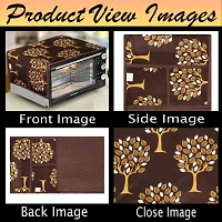 Combo Pack of 1 Microwave Oven, Toaster, and Griller Top Cover with 4 Pockets + 2 Fridge Handle  Cover (Material: Polyester, Color: Brown)-thumb2