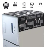 Wishlandreg; Combo Pack of Fridge Top Cover and Microwave Oven Top Cover with 4 Pockets(Black)-thumb1