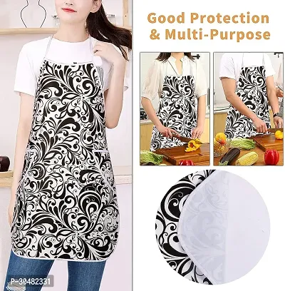 WISHLAND Combo Pack of 3 Pcs Free Size Kitchen Apron(2 pcs Fire Resistant PVC Apron + 1 Washable Cotton Apron)-thumb2