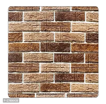 Wishlandreg; Self-Adhesive Waterproof 5mm PE Foam 3D Wall Panels Wallpaper Sticker for Bathroom, Living Room, and Home Decoration (77 X 70 cm, Pack Of 3, Brown)-thumb0