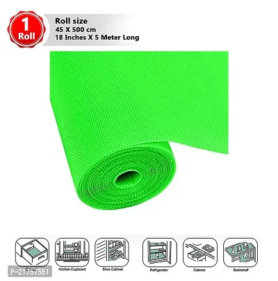 Multipurpose Textured Super Strong Anti-Slip Mat Liner for Kitchen Shelf - Size 45X500cm (5 Meter Roll, Green)-thumb0