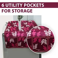 Designer Leaves Fridge Top Cover with 6 Utility Pockets(21 X 39 Inches)-thumb2