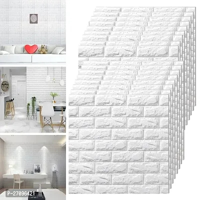 Wishlandreg; Self-Adhesive Waterproof 5mm PE Foam 3D Wall Panels Wallpaper Sticker for Bathroom, Living Room, and Home Decoration (77 X 70 cm, Pack Of 2, White)