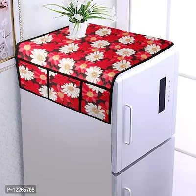 WISHLAND? Set of 5 Pcs Fridge Cover Combo With 1 Fridge Top Cover with 6 Utility Pockets And 4 Pcs Multipurpose Fridge Mats-thumb3