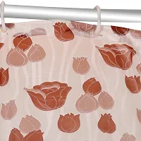 ARADENT PVC Floral Brown Waterproof Shower Curtain for Bathroom with 8 Hooks Set (7 X4.5 Feet)-thumb1