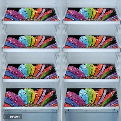 Multipurpose Refrigerator Mats Set of 8 Pcs for Single Door Fridge (Size: 12X17 Inches, Color : Multicolor)