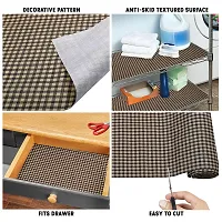 Multipurpose Non-Slip, Anti Skid, Easy Grip Washable PVC Shelf Linen Roll for Cabinets, Kithen Shelves, Drawer (18 X 5 mtr, Brown)-thumb3