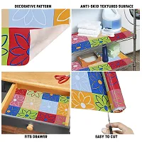 Multipurpose Non-Slip, Anti Skid, Easy Grip Washable PVC Shelf Linen Roll for Cabinets, Kithen Shelves, Drawer (18 X 5 mtr, Multicolour)-thumb3