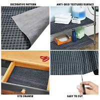 Multipurpose Non-Slip, Anti Skid, Easy Grip Washable PVC Shelf Linen Roll for Cabinets, Kithen Shelves, Drawer (27 X 5 mtr, Black Grey)-thumb1