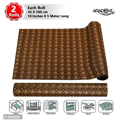 Multipurpose Non-Slip, Anti Skid, Easy Grip Washable PVC Shelf Roll for Kitchen Shelves, Cabinets ( 2 Roll, 18 X 5 mtr, Brown)-thumb0