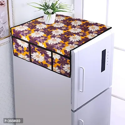 Water  Dust Proof Fridge Top Cover with 6 Utility Pockets and Longer Size(Size 46X21 Inches, Purple)-thumb0