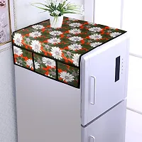 Set of 2 Pcs Combo of Fridge Top Cover with 6 Utility Pockets and Fridge Handle Cover-thumb1