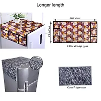 Set of 2 Pcs Combo of Fridge Top Cover with 6 Utility Pockets and Fridge Handle Cover-thumb3