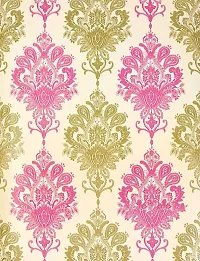 Luxury Damask Peel and Stick Wallpaper For Shelf Liner, Furniture, Almirah, Table Top, Wardrobe (Golden  Pink, 18 Inch X 5 Meter)-thumb2