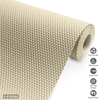 Multipurpose Textured Super Strong Anti-Slip Mat Liner for Kitchen Shelf - Size 45X500cm (5 Meter Roll, Cream)-thumb3