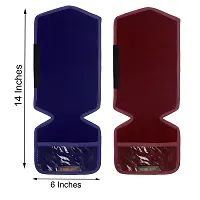 Set of 2 Pcs Velvet Fridge Handle Cover with Pocket for Oven/Refrigerator/Car (6X14 Inches, Blue Maroon)-thumb4