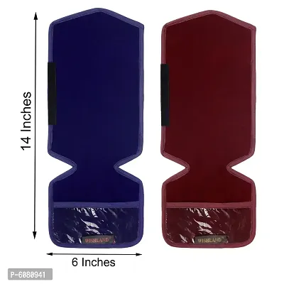 Set of 2 Pcs Velvet Fridge Handle Cover with Pocket for Oven/Refrigerator/Car (6X14 Inches, Blue Maroon)-thumb5