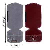 Set of 2 Pcs Velvet Fridge Handle Cover with Pocket for Oven/Refrigerator/Car (6X14 Inches, Grey Maroon)-thumb4