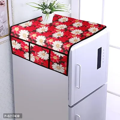 Designer Floral Fridge Top Cover With 6 Utility Pockets(21 X 39 Inches)-thumb0