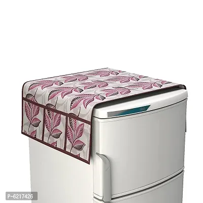 Designer Floral Fridge Top Cover With 6 Utility Pockets(21 X 39 Inches)