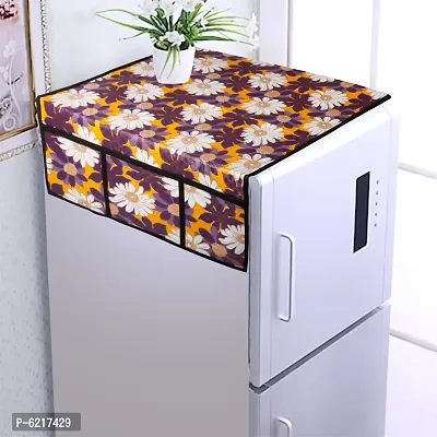Designer Floral Fridge Top Cover With 6 Utility Pockets(21 X 39 Inches)