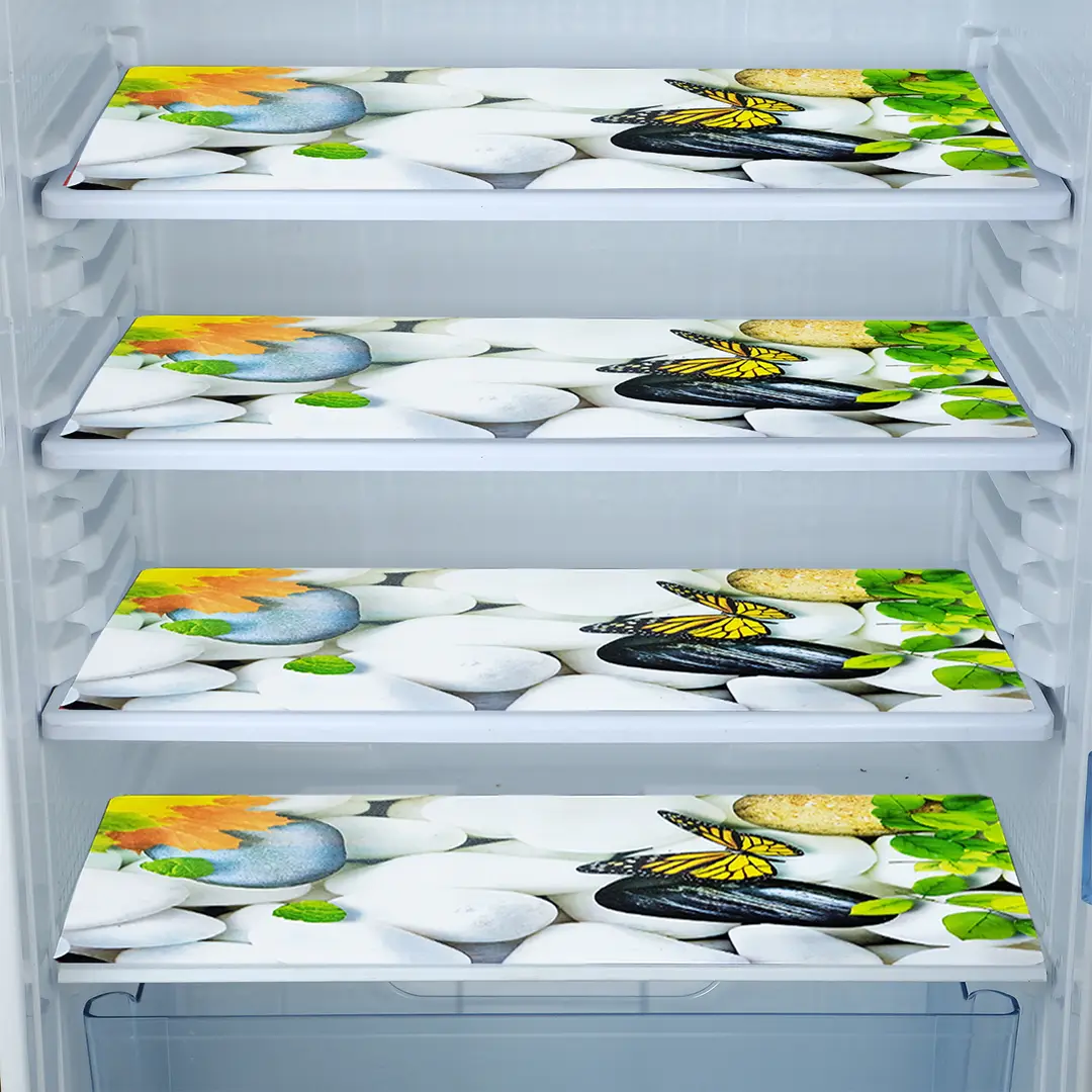 PVC Big Size Refrigerator Drawer/Fridge Mats (Multicolour, 12X17)-Pack of  6 Pcs