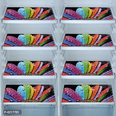 Multipurpose Refrigerator Mats Set Of 8 Pcs For Single Door Fridge (Size: 12X17 Inches, Color : Multicolour)-thumb0