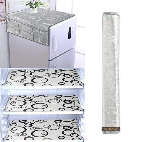 Combo of Fridge Top Cover, Fridge Mats and Handle Cover