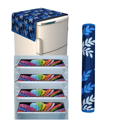 Combo of Fridge Top Cover, Fridge Mats and Handle Cover