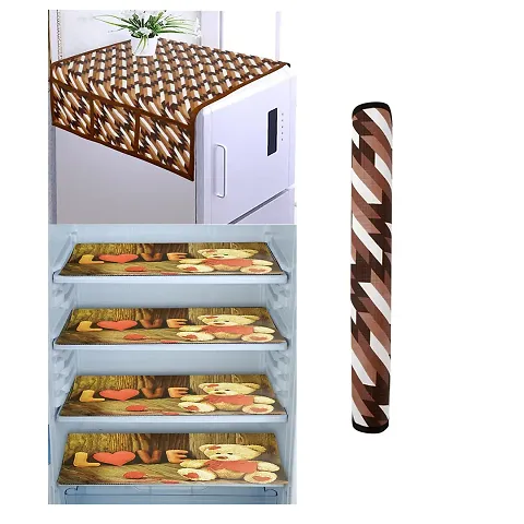 Combo of Fridge Mats, Fridge Top Cover and Fridge Handle Covers